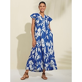 Casual Floral Pleated Maxi Dress