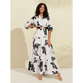 Floral V Neck Belted Maxi Dress