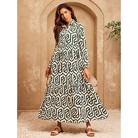 Geometric Print Maxi Dress Resort Wear