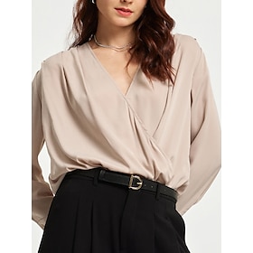 Satin Solid Wrap Blouse