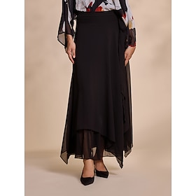 Chiffon Irregular Hem Maxi Skirt