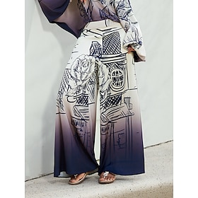 Satin Casual Pocket Wide Leg Pants