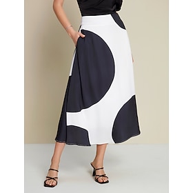 Satin Polka Dot Wedding Guest Pocket Midi Skirt