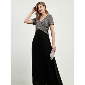 Sequin Wedding Guest V Neck Contrast Maxi Dress