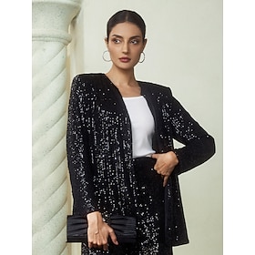 Sequin Fashion Crew Neck Long Sleeve Jacket